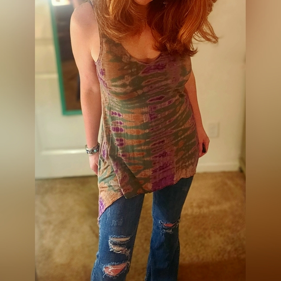 Boho Style Fashion Fuse ty-dye Tank top-S - Picture 3 of 14